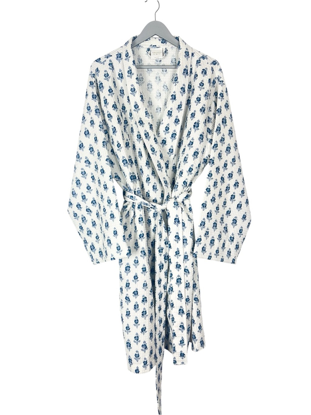 Threshold Block Print waffle robe Size L/XL blue white